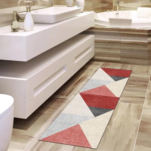 Alfombra pasillera roja antideslizante 50x180 lavable para decoración de hogar 4