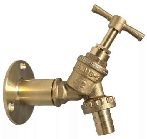 TC Outside Tap Garden Hose Union Bib Tap Kit 1/2" with Brass Compression Wall Plate Flange Boss