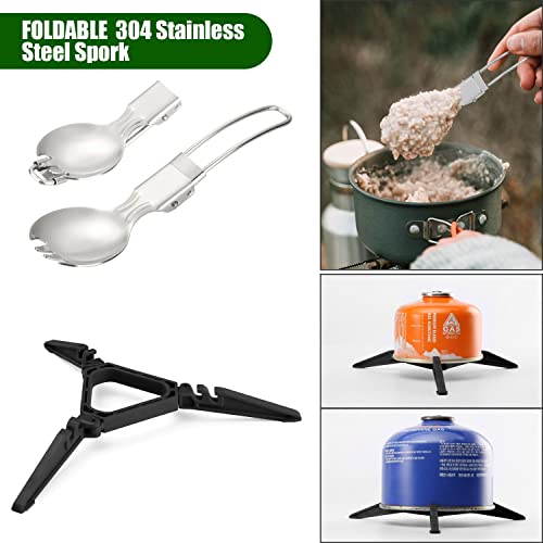 image for Odoland 8pcs Camping Cookware Mess Kit, Camping Pot and Pan Set with M