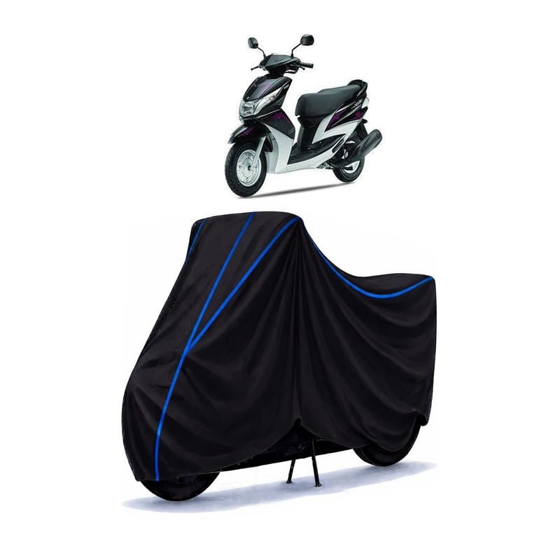 Image of Scooty Cover Water Resistant for RAY Z | Universal Scooter & Bike Cover | Heavy Duty UV Protection | Dust, Rain & Scratch Protection | Elastic Fit All Weather Indoor Outdoor | Black with Blue Piping