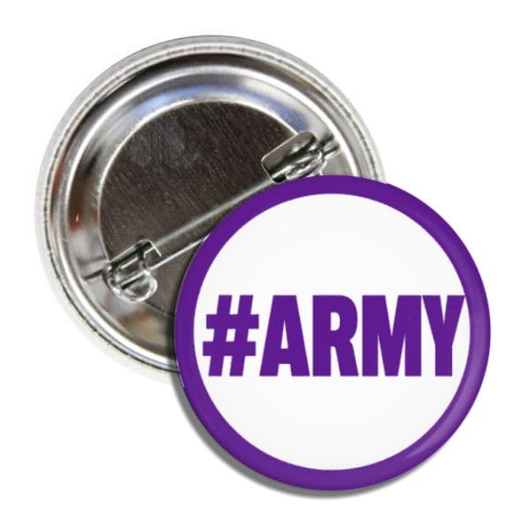 #ARMY KPOP Fan Collectible Button Badge Pin, Purple and White, 1.50 Inch