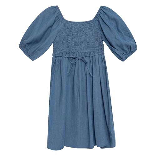 Speechless Girls' Puff Sleeve Babydoll Dress with Pleated Bodice2