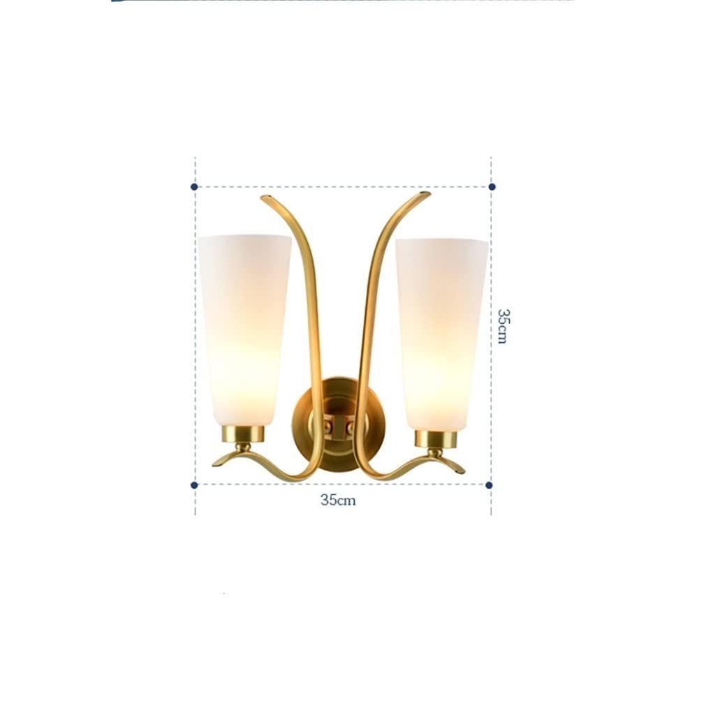 HynJGih Copper wall lamp Bedroom Bedside Study Aisle Corridor Copper lamp Living Room TV wall lamp(B(Double Head))