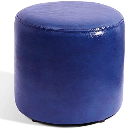 Pouf en bois massif rembourré et cuir bleu, l'excellence du confort
