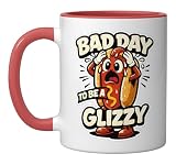 Bad Day To Be A Glizzy Funny Hot Dog Wiener Meme July 4th Ceramic Mug, Red/White