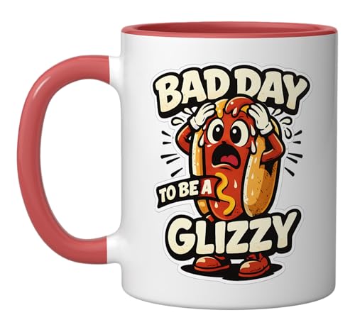 Bad Day To Be A Glizzy Funny Hot Dog Wiener Meme July 4th Ceramic Mug, Red/White