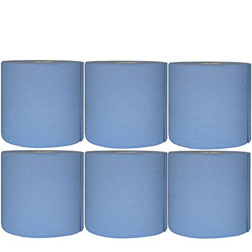 6X Putzpapierrolle 22 x 38cm ca. 110m/Rolle 2 lagig Blau R125