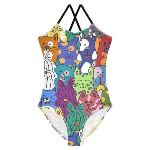 Image of CaTaKu Girls One Piece Swimsuits Hawaiian Toddler Bathing Suit for Girls Kids Swimwear 3-10 Years