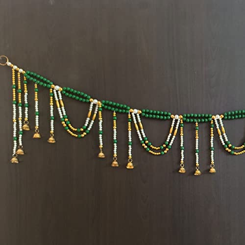 Image of Handmade Door Hanging Round Moti Latkan Style Bandarwal Toran (TMR-14) -Diwali New Year Inauguration Wedding Festival Home Decor Pooja (40 Inch X 6 Inch)