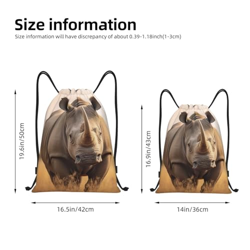 animal rhino2 print Drawstring Bag Sack Gym Bag Ditty Bag for Gym Traveling, Hiking, Yoga, Shopping for Adult4