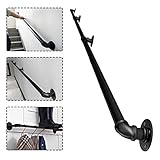 Schwarze Treppen Geländer Treppe Geländer Geländer Schienenträger-Kit, Außenhaltegriff, Haus Kindergarten Leitschiene Korridor gegen die Wand Ältere Villa Bau Loft, 1 ft ~ 20ft ( Size : 2ft/60cm )