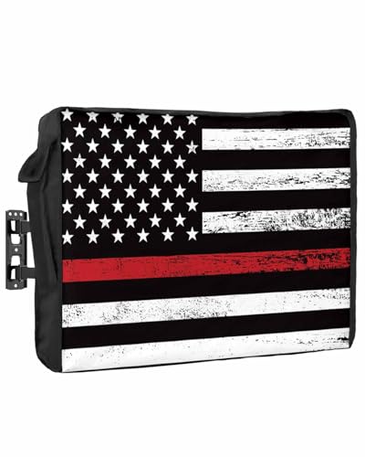 DecorLovee Red Vintage American Flag Outdoor TV Cover 48 to 50 Inches Weatherproof & Waterproof, USA Flag Outdoor TV Enclosure with Remote Control Pocket, Retro TV Screen Protectors for Outside TV