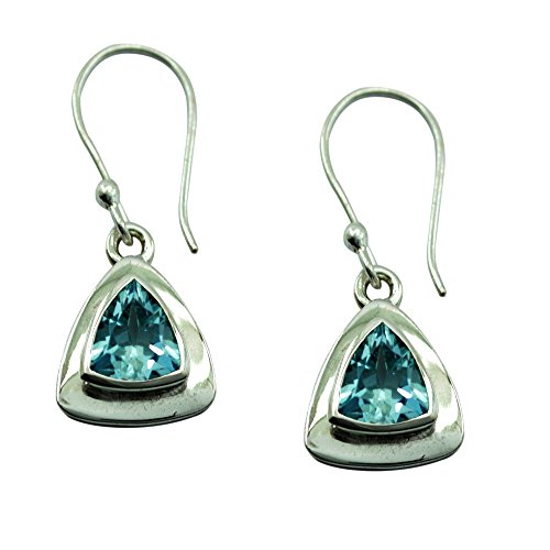 Boucles d'oreilles topaze bleue véritable et argent massif