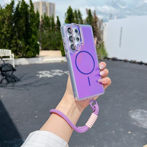 Coque rigide Samsung Galaxy A52S 5G silicone violet avec support voiture aimanté