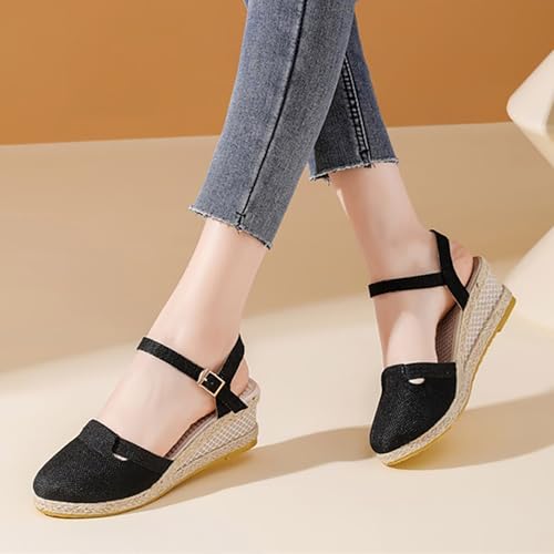 Sandales d'été à talons compensés chaussures talons hauts ethnique - 2