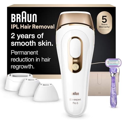 Braun IPL, Silk·Expert Pro 5, IPL Hair Removal for Women and Men, Permanent Laser Hair Reduction At-Home, 4 Heads, IPL5347