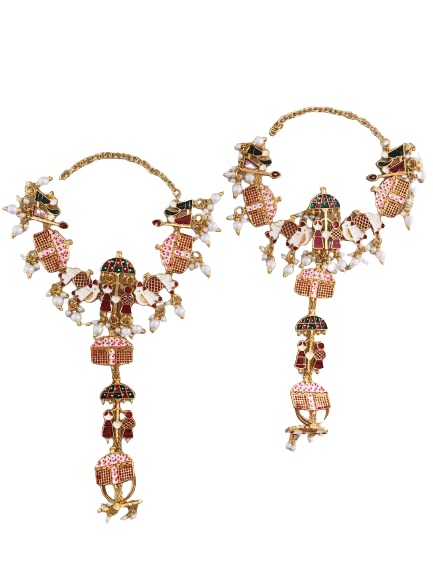 THE OPAL FACTORY Traditional Rajasthani Dulhan Bridal Premium Doli Baraat Minakari Hath Panja/Hath Phool/Hand Thong/Ring bracelet with Beadwork for Women and Girls (B09WDWT8CF) Amazon Price History, Amazon Price Tracker