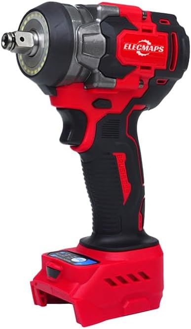 ELECMAPS 450N Impact Wrench – Black and Red Color Scheme (Red tool only, no battery included.)