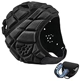 Soft Shell Flag Football Helmet with Mouth Guard, 7v7 Rugby Helmet Adjustable Thick Chin Strap, Breathable Ear and Head Protection Scrum Cap for Youth and Adults, Paired with Sports Teeth Guards