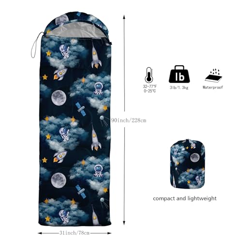 Bolsa de Dormir Espacial Astronauta para Niños, Ligera, Portátil, Compacta con Bolsa de Compresión, Ideal para Camping y Mochilero miniatura 3