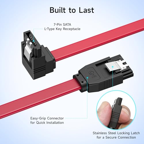 Cable Matters 3-Pack 90 Degree Right Angle SATA III 6.0 Gbps SATA Cables 45cm (SATA 3 Cable, SATA data Cable, SATA Cable) Red - Image 4