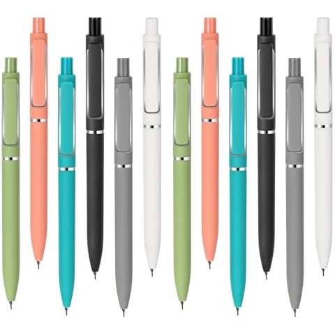 deegtran Retractable Black Ink Pens, Aesthetic Cute Gel Click Pens with No Smear & Bleed Fine Point Ink, Smooth Note Taking Journaling Pens for School Office Gift, 12 Count Pack Cover