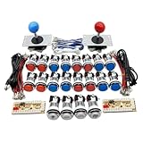 Kits de bricolaje para juegos de arcade para 2 jugadores, usa los accesorios para construir tu propia máquina de juegos de arcade.Placa USB arcade sin retardo con cables USB, joysticks y botones.¡Diseño de fácil instalación! Simplemente conecta el botón y el joystick, listo para usar. Compatible con Para Windows 10, 8, 7, Vista, XP, 2000, 98, Linux y Android. Compatible con botón de modo para cambiar de dirección y botón para control continuo. Joystick 5P + botón de