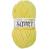 myboshi Samt Wolle zum Häkeln und Stricken, weiche Chenille Wolle im XXL-Knäuel, perfekt für Amigurumi und Kissen, 100% flauschige Polyester, 100g, Ll 100m Gelb (Küken), 1 Knäuel