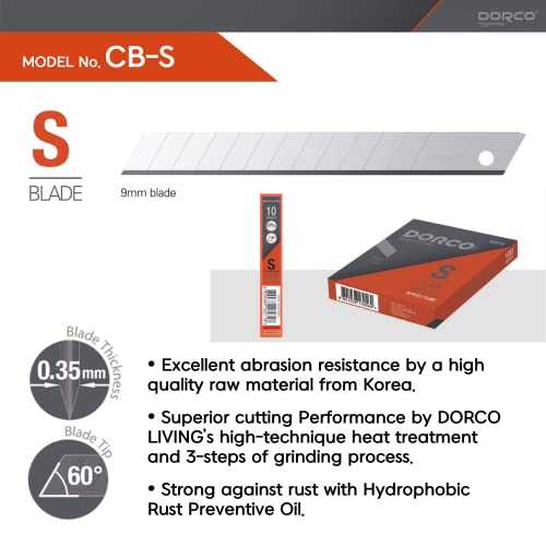 1 Pack, Dorco Professional Quality Utility Box Cutter Knife Replacement Refills - Small Size Carbon Steel Blade, 60° Tip - 9Mm (20 Pcs.) #TOP2