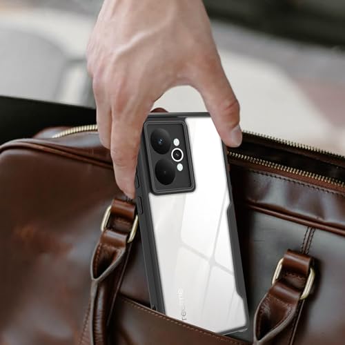 Image of A rtistque Clear Hard Transparent Acrylic Armor Anti-Drop Shockproof TPU Edge Back Cover Case for Realme 15 5G - Black