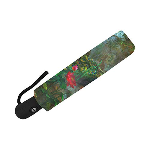 Interestprint Wece Funny Quotes Saying Windproof Compact Auto Open And Close Folding Umbrella, Shit It's Raining Automatic Foldable Travel Parasol Umbrella, Black (Peacock) #TOP3