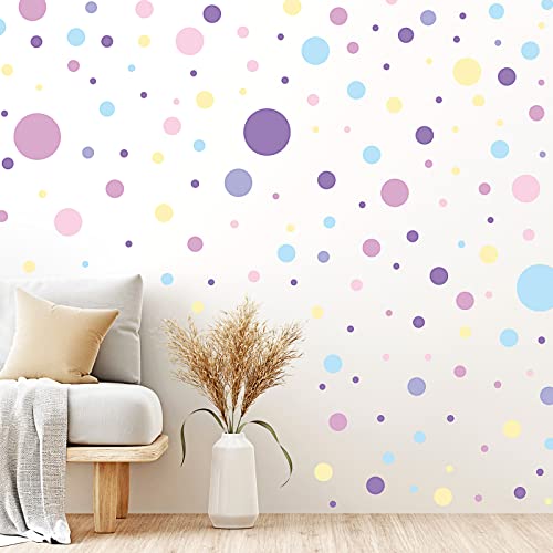264 Pieces Polka Dots Wall Sticker Circle Wall Decal for Kids Bedroom Living Room, Classroom, Playroom Decor Removable Vinyl Wall Stickers Dots Wall Decals (Blue)
