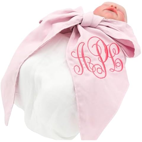 Morxy Personalized Newborn Swaddle Sash - Soft Cotton Maternity Sash with Big Bowknot - Custom Sash for Baby Girls & Boys - Cute Baby Accessory for Newborn Photography Props and Nursery Decor Cover