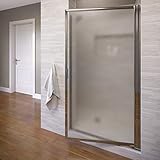 Basco Sopora 33.125- 34.875 in. Width, Pivot Shower Door, Obscure Glass, Silver Finish