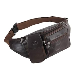 K London Stylish Real Leather Brown Waist Bag Elegant Style Travel Pouch Passport Holder with Adjustable Strap (1276_BRN)