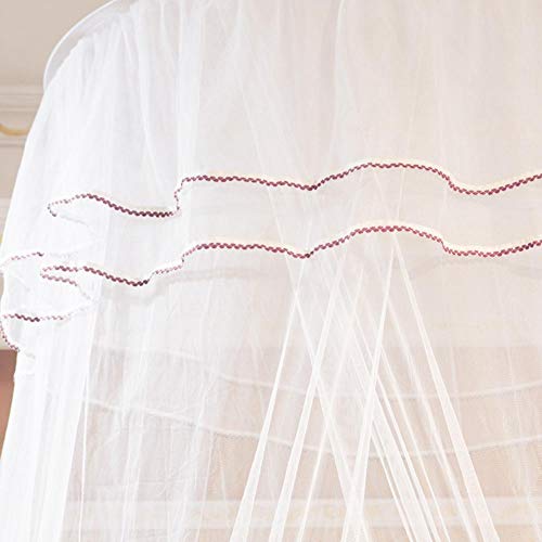 Klamboe Bed Luifel Opvouwbaar 360 Graden Ronde Luifel Ademend Mesh Princess Lace Style Bed Klamboe voor Dames Slaapkamer… - Image 8