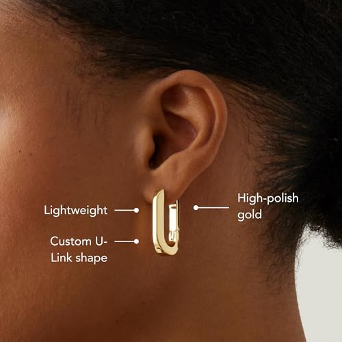 JENNY BIRD U-Link Earrings | High Polish Gold, Hinge Closure | Sleek, Chunky Designer Jewelry for Women2