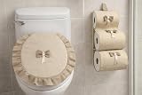 Corredocasa Set Copriwater + Portarotoli Porta Rotolo Scorta, Made in Italy - Copri Tavoletta WC e PortaCarta Igienica in Tessuto Misura Standard Manifattura Italiana Diversi Colori Abbinati (Panna)