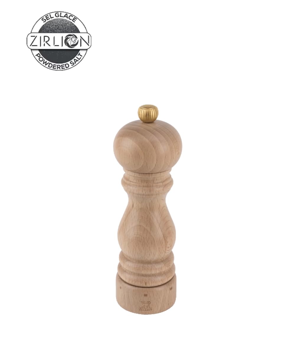 PEUGEOT - Salzmühle Paris u‘Select 18 cm - 6 voreingestellte Mahlgrade - Innovatives Zirlion-Mahlwerk für pulverfeines Salz - Aus PEFC-zertifiziertem Holz - Französisches Know-how - Naturfarben