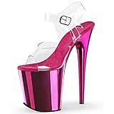 RUNQINWU Unisex Womens Gold Clear High Heels 8inch Stiletto Platform Sandals Sexy Stripper Nightclub Pole Dancing Show Heels Fashion Girl Wedding Party Dress Shoes Large Size,Purple,7.5