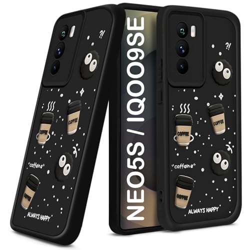 Image of TRUEUPGRADE Back Case Cover Compatible for iQOO 9 SE (5G) | Cute Fun Cartoon 3D Ball | Coffee Silicone Case | Camera Protection | Body Protection | Shock Proof | Color Black