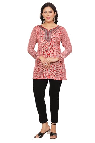 Maple Clothing Women's Indian Tunic Top Short Kurti Kurta Printed Indian Clothes Outfit