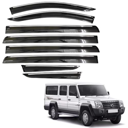 Image of CAR SAAZ Chrome Line Door Visor for Force Trax Cruiser (2021-Present) (Set of 8Pcs) | Rain Guard | Wind Deflector