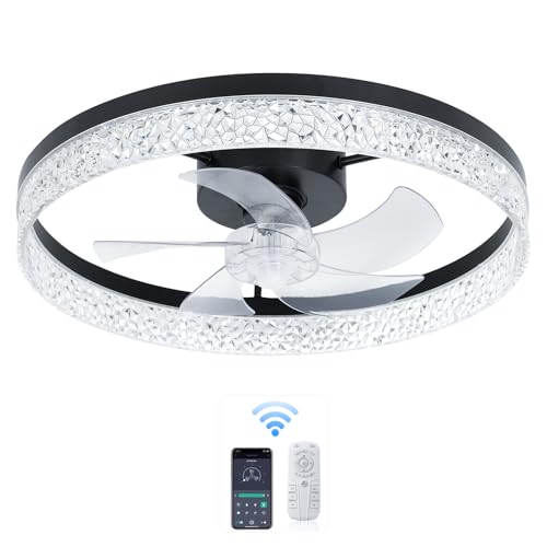 Zahala Battery Ceiling Fans with Lights and Remote/APP, 6 Speeds ...