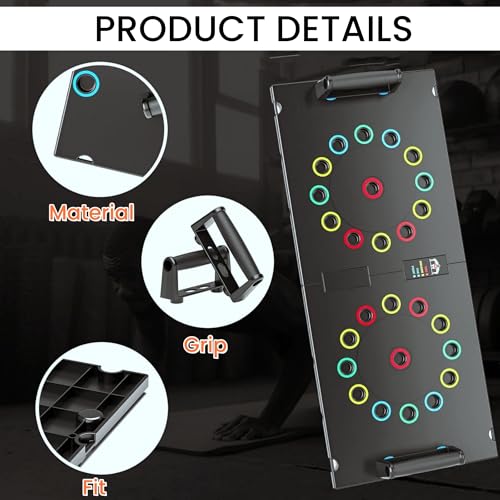 NAYSAYE Pushup Board Multi-functional, Portable Pilates Board with 4 Color Zones, Foldable Push-Up Board with Handle for Home Fitness 30 Holes by NAYSAYE - Used condition - Image 3