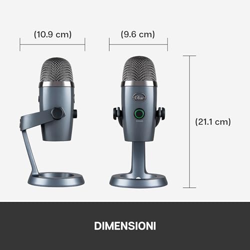 Blue Yeti Nano Microfono USB Premium per Registrazione, Streaming, Gaming, Podcast su PC e Mac, Mic a Condensatore, Effetti Blue VO!CE, Cardioide e Omni, Monitoraggio Senza Latenza - Grigio - Microfono streaming - Immagine 10