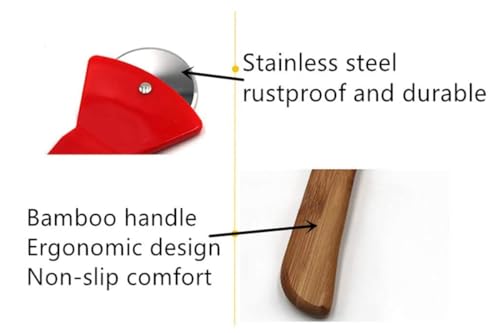 Funny &amp; Cool Axe Pizza Cutter – Unique Men Dad Tool With Steel Сircular Saw, Plastic Cover for Wheel Blade Knife &amp; Bamboo Handle – Cute Kitchen Gadgets Nonstick Stuff Slicer Accessories