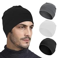 Zouwel 3 Stück Fahrradmütze Unter Helm, Winddichte Fahrradmütze, Polyester Laufmütze für Herren Damen, Winter Warme Dünne Mütze (DE/NL/SE/PL, Alphanumerisch, M, Schwarz Grau Weiß)