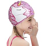 Swim Apex Badekappen für Kinder, Jungen und Mädchen, ungiftiges Silikon, rutschfest, Wasserdicht Babyweiche, Silikonbedruckte Badekappen für Langes und Kurzes Haar (Violett)