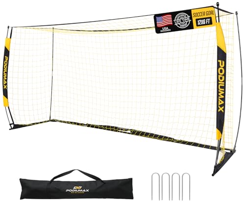 PodiuMax 12x6FT Collapsible Soccer Goal with Carry Bag
